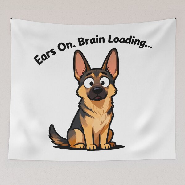 Item preview, Funny Kawaii German Shepherd Cartoon Dog Illustration designed and sold by Uglyandcute.