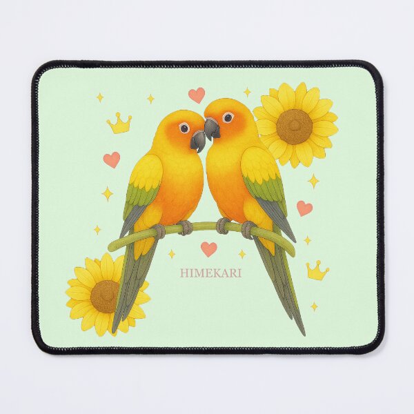 Item preview, Sun Conure Couple with Sunflowers - Solid Mint designed and sold by HIMEKARI.