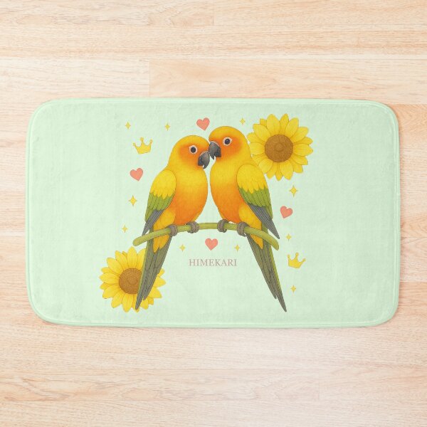 Item preview, Sun Conure Couple with Sunflowers - Solid Mint designed and sold by HIMEKARI.