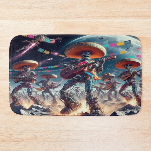 Item preview, Cyberpunk Mariachi Skeletons - Galactic Day of the Dead Moon Fiesta Art designed and sold by FaresTes.