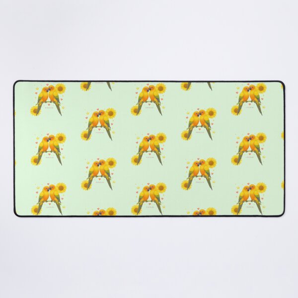 Item preview, Sun Conure Couple with Sunflowers - Solid Mint designed and sold by HIMEKARI.