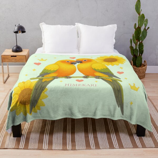 Item preview, Sun Conure Couple with Sunflowers - Solid Mint designed and sold by HIMEKARI.