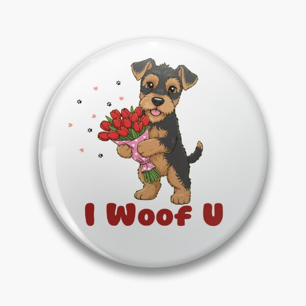 Item preview, I Woof U Airedale Terrier Puppy with Flowers – Sweet Dog Love Design designed and sold by The Real Life Symphony.