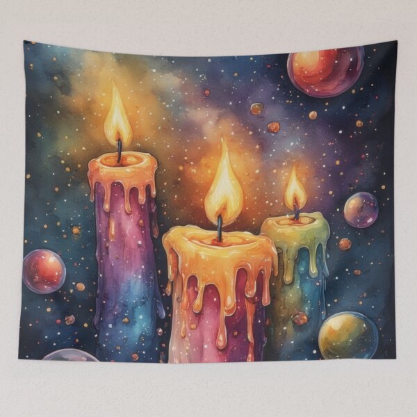 Item preview, Colorful candles in cosmic space designed and sold by Mianku | Für das Leben.