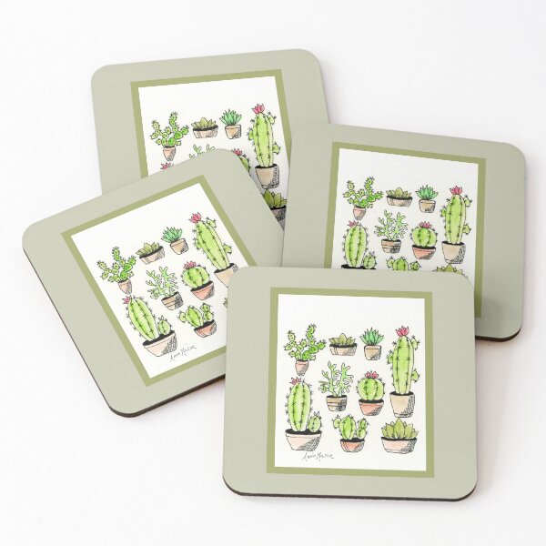 Item preview, Nine Succulents - watercolor illustration designed and sold by Annie Mason Art.