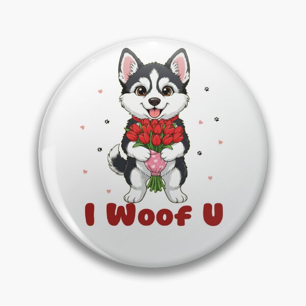 Item preview, I Woof U Gerberian Shepsky Puppy with Flowers – Sweet Dog Love Design designed and sold by The Real Life Symphony.