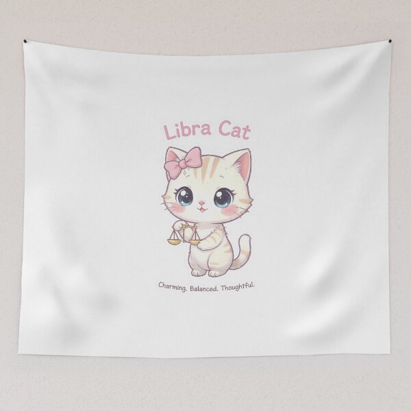 Item preview, Libra Cat – Charming & Balanced Zodiac Chibi Cat Sticker  designed and sold by Purr-Vibes.
