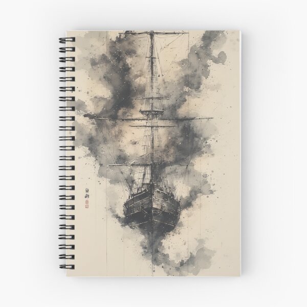 Item preview, Sailing ship in ink and watercolor designed and sold by Mianku | Für das Leben.