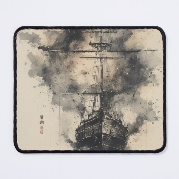 Item preview, Sailing ship in ink and watercolor designed and sold by Mianku | Für das Leben.