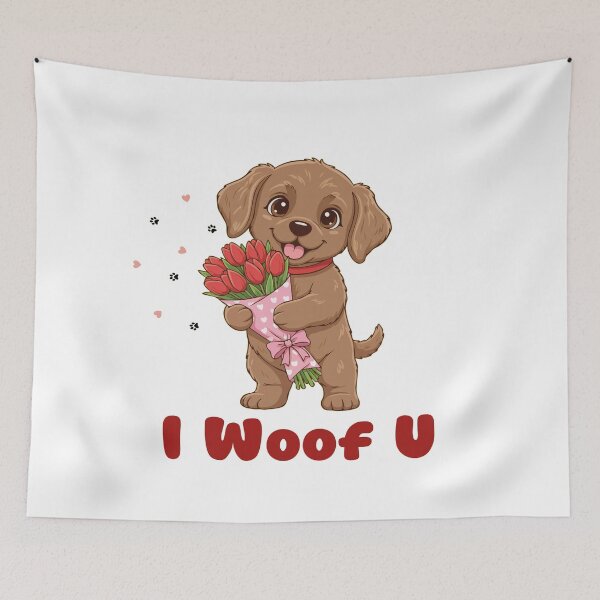 Item preview, I Woof U Chesapeake Bay Retriever Puppy with Flowers – Sweet Dog Love Design designed and sold by The Real Life Symphony.