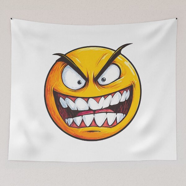 Item preview, Evil Grinning Emoji with Sharp Teeth - Horror Smiley Face Sticker Art designed and sold by DesignArtist.ia.
