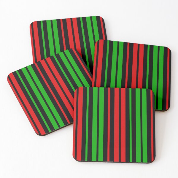 Item preview, Red Green Stripes On Black Pattern Design  designed and sold by PatternTitan.