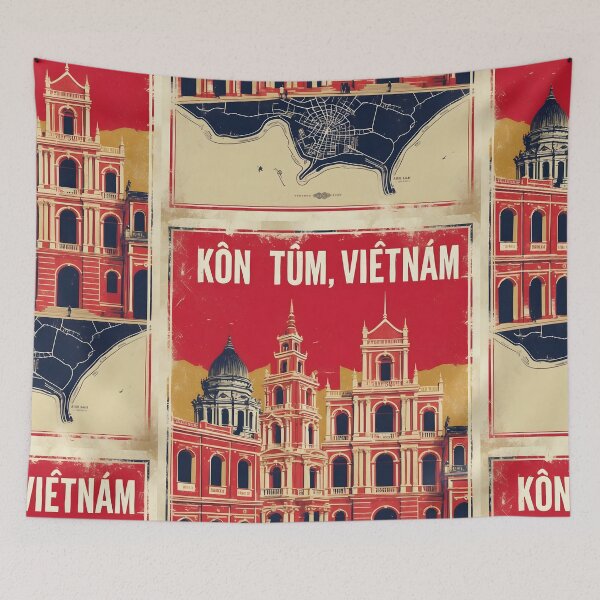 Item preview, Kon Tum Vietnam 1950s Retro Poster Tourism designed and sold by TravelersGems.