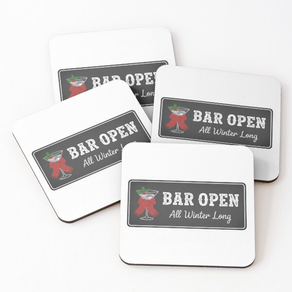 Item preview, Bar Open All Winter Long Rustic Sign designed and sold by OneLineBar.