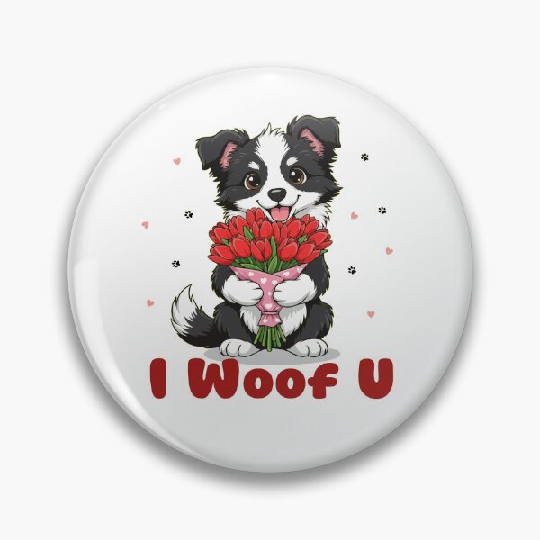 Item preview, I Woof U Border Collie Puppy with Flowers – Sweet Dog Love Design designed and sold by The Real Life Symphony.