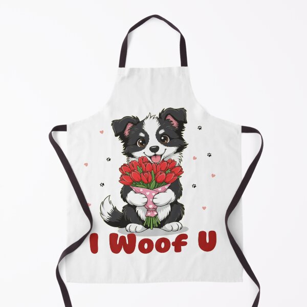 Item preview, I Woof U Border Collie Puppy with Flowers – Sweet Dog Love Design designed and sold by The Real Life Symphony.