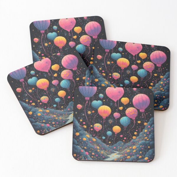 Item preview, Nightscape with balloons and river of flowers designed and sold by Mianku | Für das Leben.