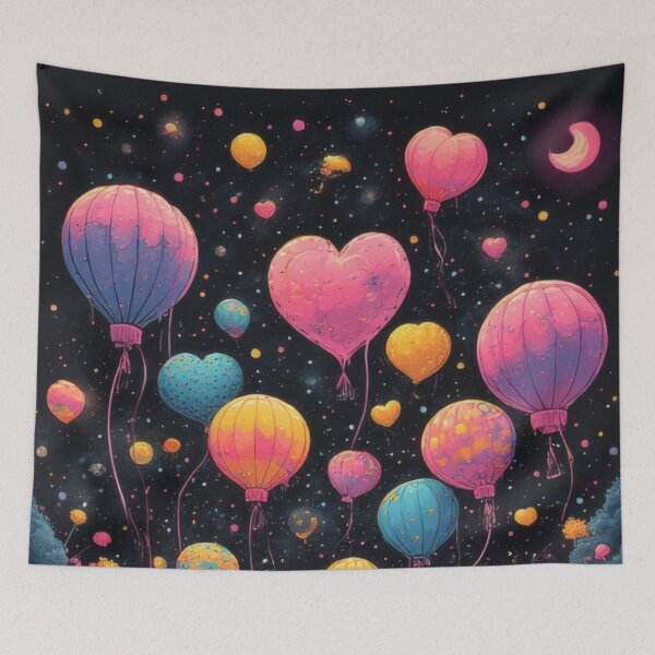 Item preview, Nightscape with balloons and river of flowers designed and sold by Mianku | Für das Leben.