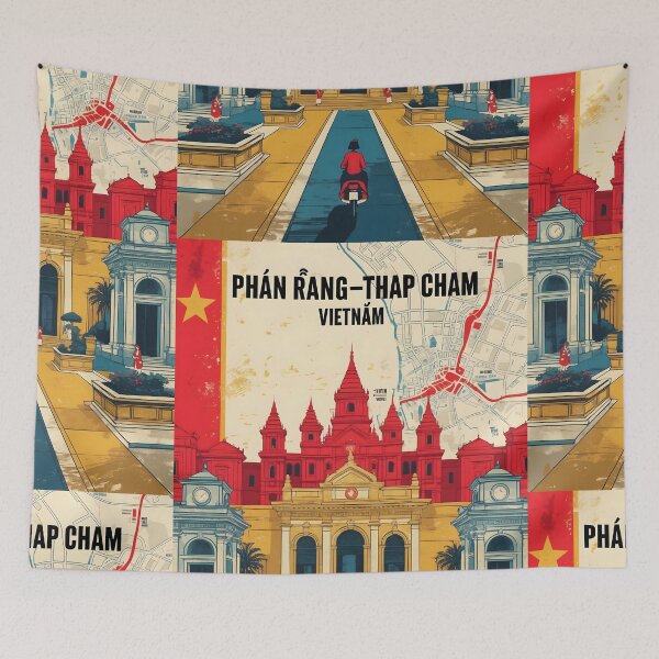 Item preview, Phan Rang Thap Cham Vietnam 1950s Retro Poster Tourism designed and sold by TravelersGems.