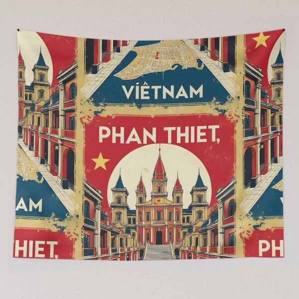 Item preview, Phan Thiet Vietnam 1950s Retro Poster Tourism designed and sold by TravelersGems.