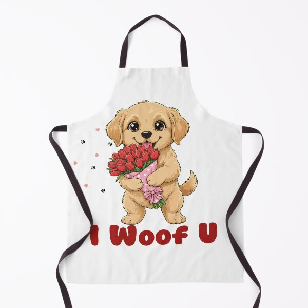 Item preview, I Woof U Golden Retriever Puppy with Flowers – Sweet Dog Love Design designed and sold by The Real Life Symphony.
