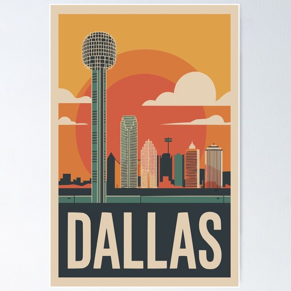 Item preview, DALLAS Travel Art – Modern City Skyline Illustration designed and sold by MarkedArtPrints.