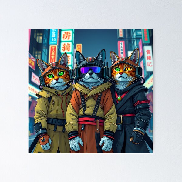 Item preview, Atomic Samurai Cat Squad designed and sold by MooDigitalArt.