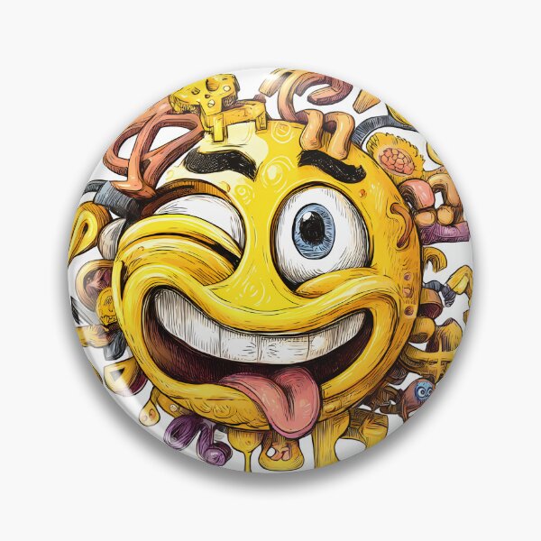 Item preview, Crazy Detailed Emoji Illustration - Street Art Smiley Face with Steampunk Elements designed and sold by DesignArtist.ia.