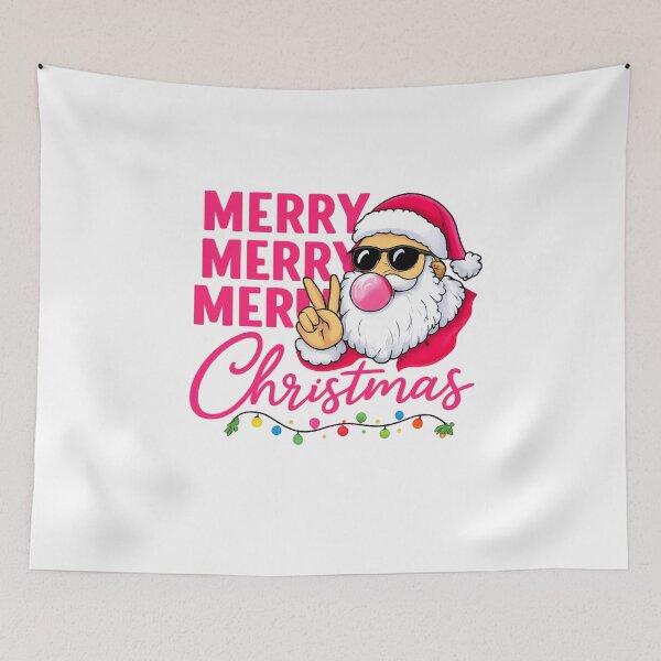 Item preview, Merry Merry Merry Christmas – Cool Santa Holiday Typography Design designed and sold by BABUSHOP5.