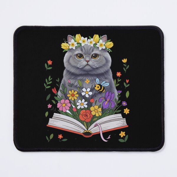 Item preview, Library Cat Floral Crown Bookworm Aesthetic designed and sold by MotivaChic.