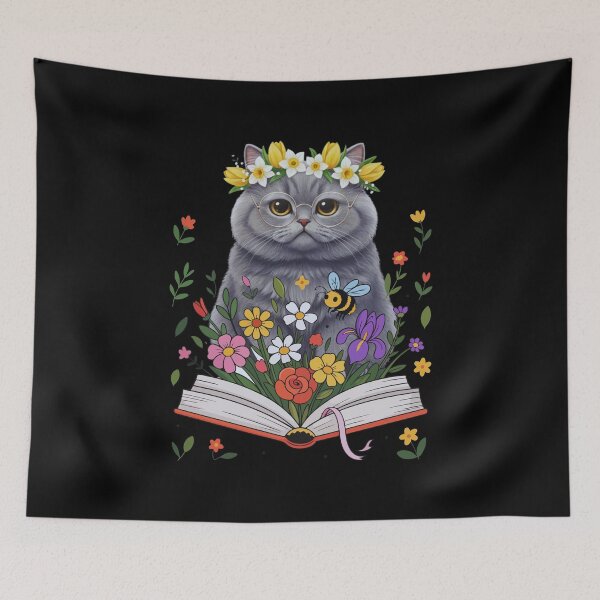 Item preview, Library Cat Floral Crown Bookworm Aesthetic designed and sold by MotivaChic.