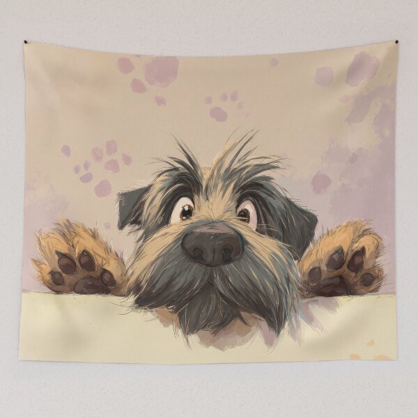 Item preview, Briard Peeking over Wall 01 designed and sold by Elisabeth Lucas.