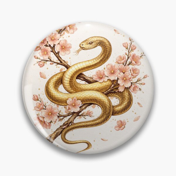 Item preview, Snake Blossom – Gold Cherry Branch Zodiac Artwork designed and sold by PunchDrop.