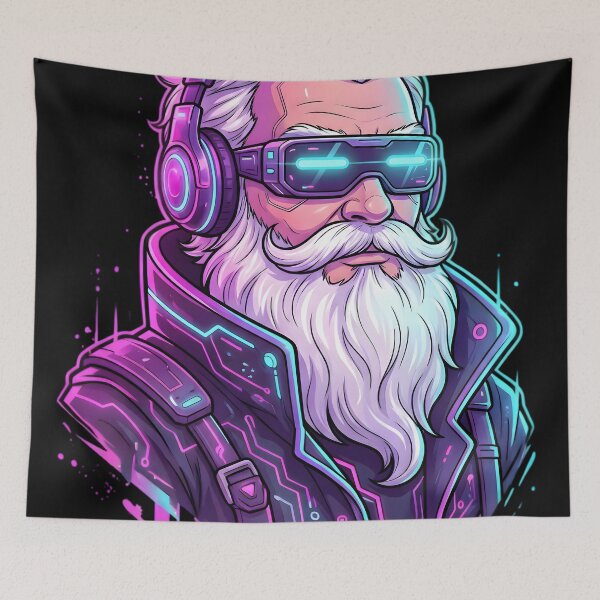 Item preview, Cyber Santa Neon Futuristic Art designed and sold by SoulenCify.