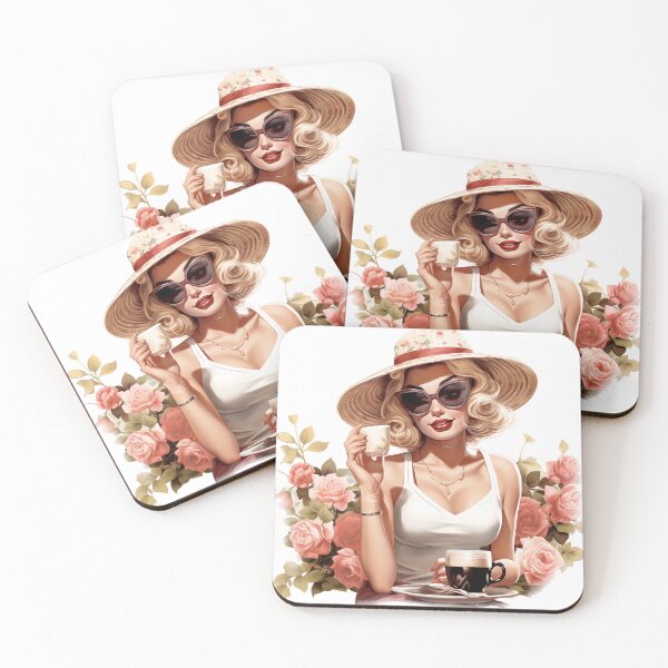 Item preview, Stylish Vintage Woman Enjoying Coffee | Elegant Coffee Art Print designed and sold by Lulunza.
