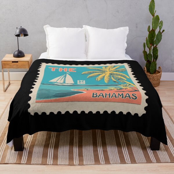 Item preview, Vintage Bahamas Postage Stamp Art - Tropical Sailboat & Palm Tree designed and sold by tiigerdad.