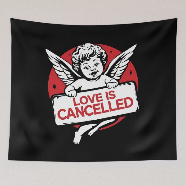 Item preview, Cupid sitting with a protest sign saying “Love Is Cancelled” 2 designed and sold by Neon G.