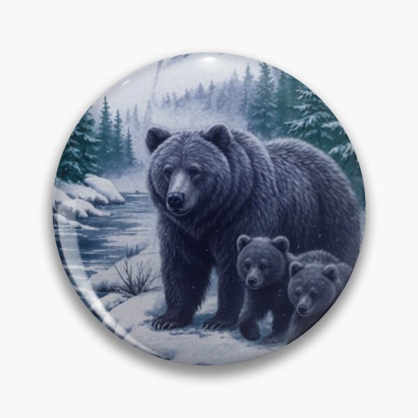 Item preview, Retro Bear Winter Snow, 90s Vintage Rustic Mountain Wildlife, Boho Unisex, Cozy Season Cabincore Bears designed and sold by DesignDenDo ⭐⭐⭐⭐⭐.