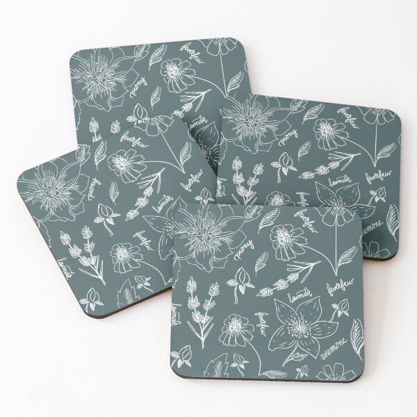 Item preview, Botanical Line Drawing Florals Repeating Pattern - Green designed and sold by Stella Maris Designs.