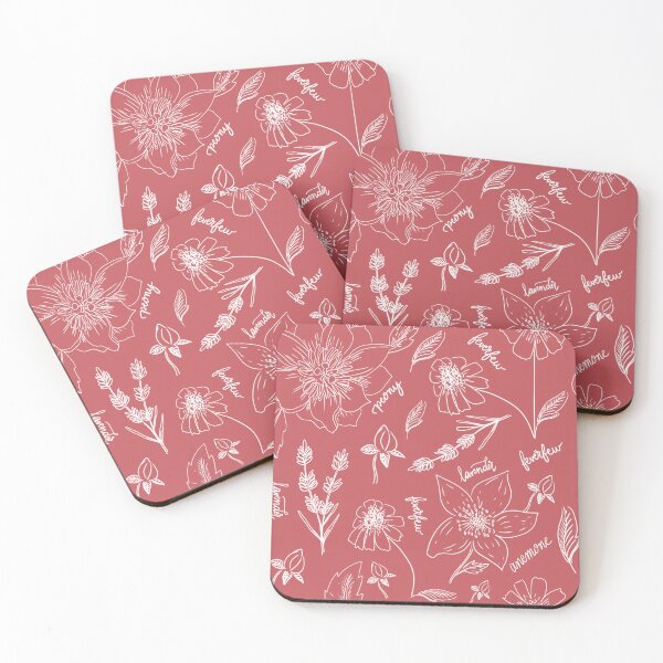 Item preview, Botanical Line Drawing Florals Repeating Pattern - Red designed and sold by Stella Maris Designs.