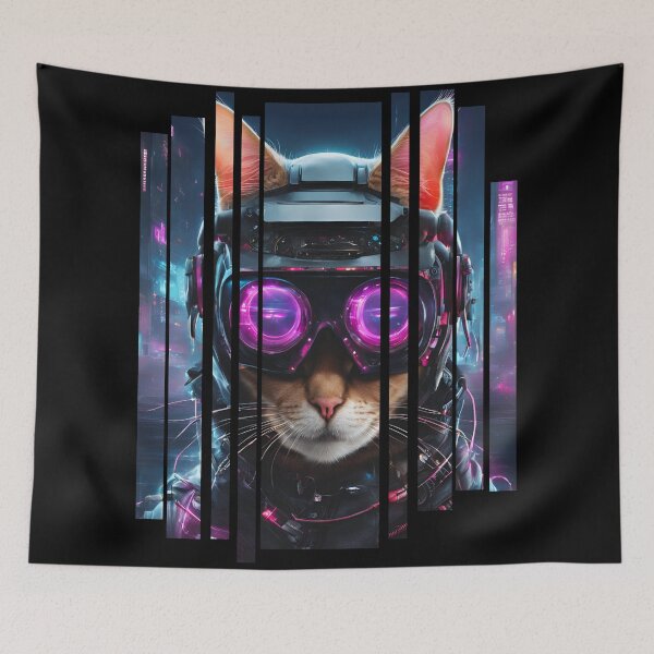 Item preview, Cyber cat whit neon glasses 2 designed and sold by Neon G.