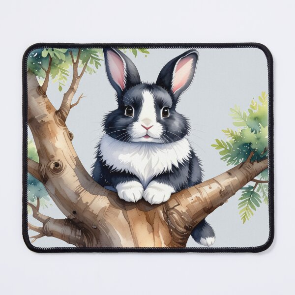 Item preview, Black and white rabbit hanging from a tree designed and sold by LiskoDesign.