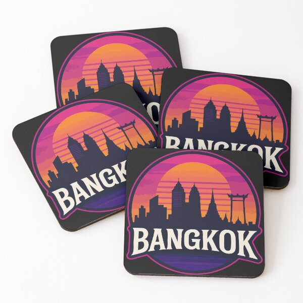 Item preview, Bangkok Thailand Skyline Retrowave Travel designed and sold by TomFrontierArt.