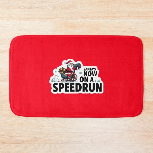 Item preview, Cute Gaming Santa Is on a Speedrun - Funny Christmas Gamer Quote Design (Black text version) designed and sold by SlightlyUnreal.