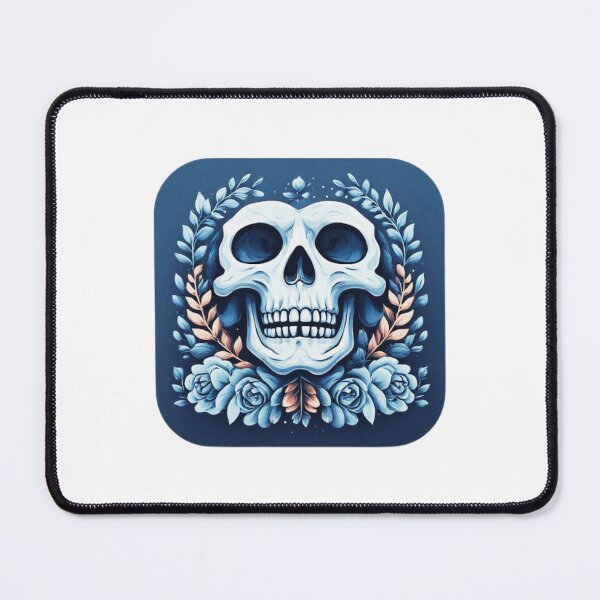 Item preview, Blue Floral Skull Emblem designed and sold by RED-MOUSE.