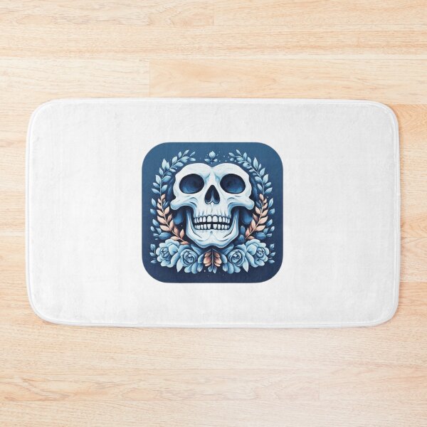 Item preview, Blue Floral Skull Emblem designed and sold by RED-MOUSE.