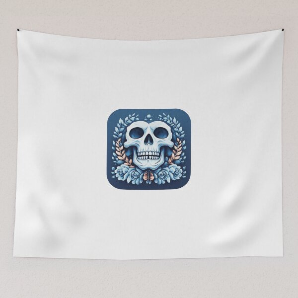 Item preview, Blue Floral Skull Emblem designed and sold by RED-MOUSE.