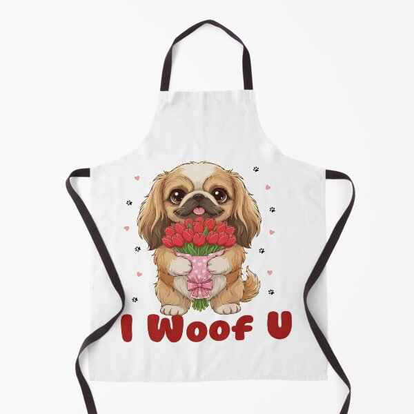 Item preview, I Woof U Pekingese Puppy with Flowers – Sweet Dog Love Design designed and sold by The Real Life Symphony.