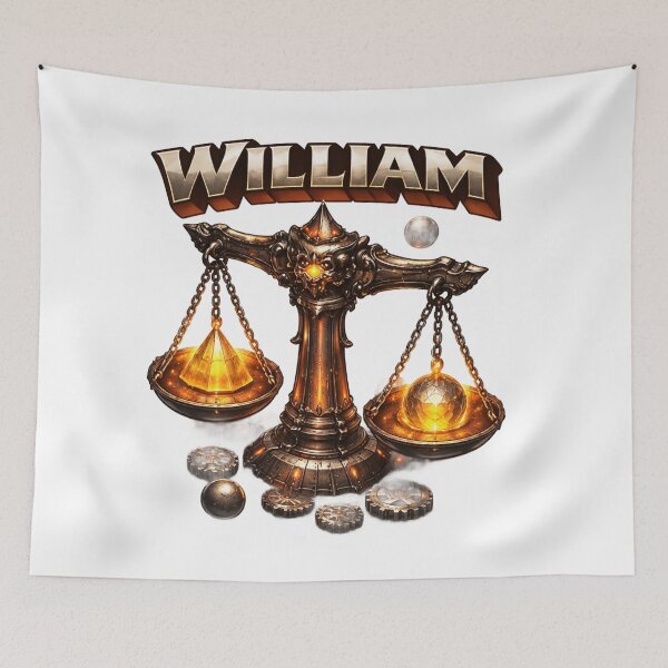 Item preview, William Libra Scales – Zodiac Balance Fantasy Name Art designed and sold by AlexLineArt.