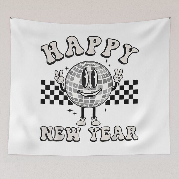 Item preview, Happy New Year Smiling Disco Ball Retro Party Illustration designed and sold by Phil Ben.